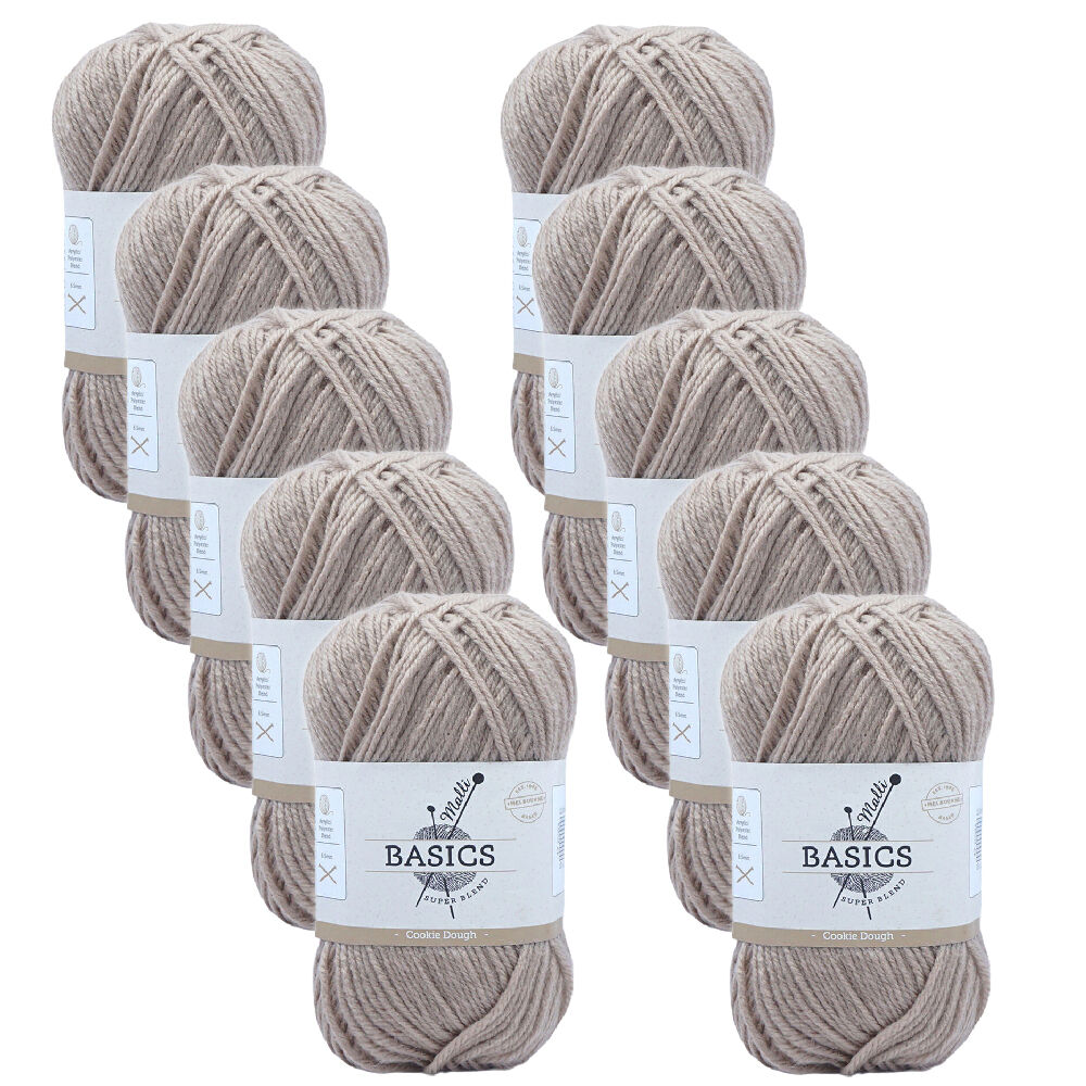 10PK Malli Super Blend Basic Crochet Knitting Yarn 8ply 100g 16x9cm Cookie Dough