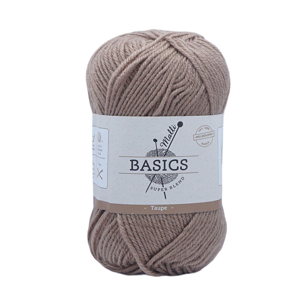 10PK Malli Super Blend Basic Crochet Knitting Yarn 8ply 100g 16x9cm Taupe