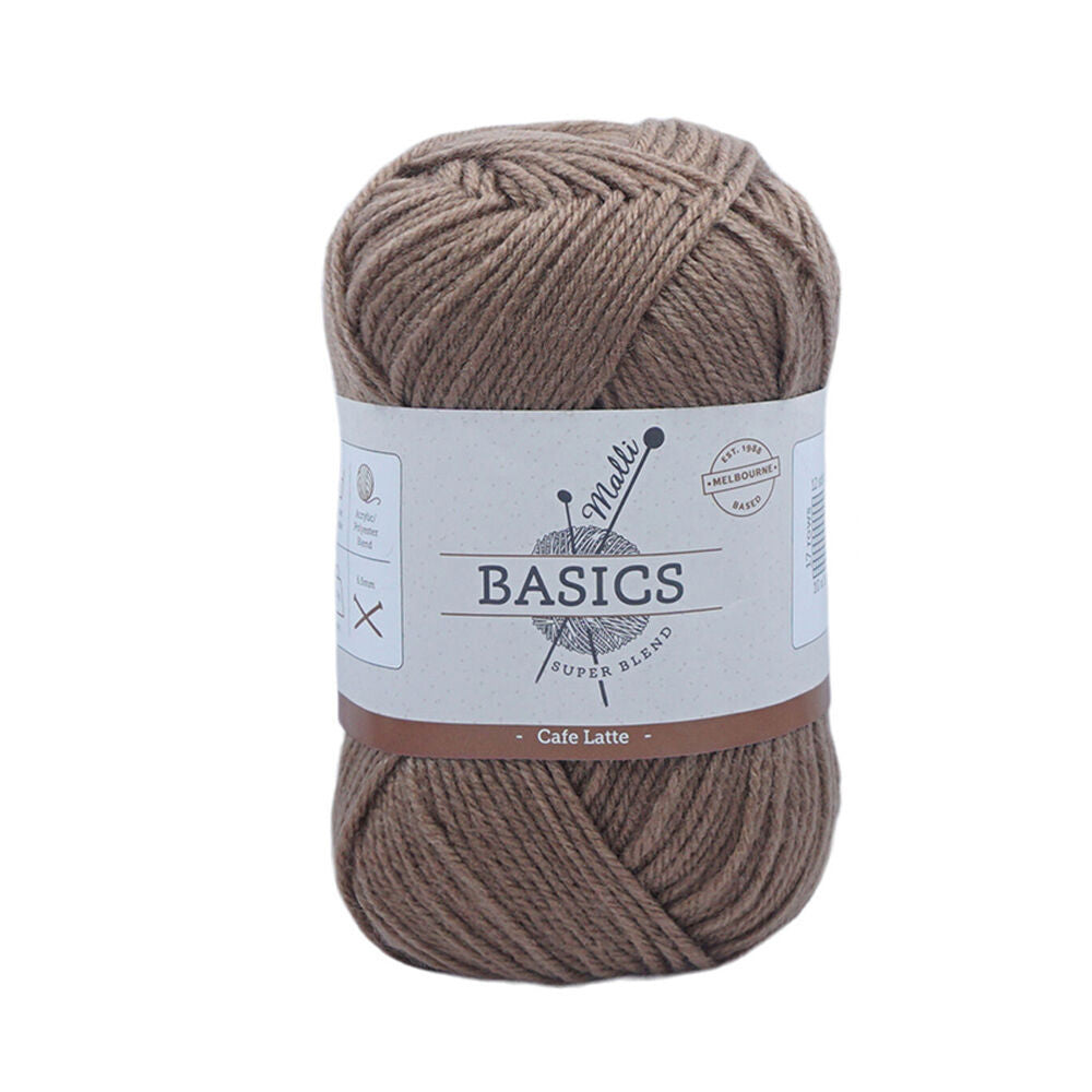 10PK Malli Super Blend Basic Crochet Knitting Yarn 8ply 100g 16x9cm Cafe Latte