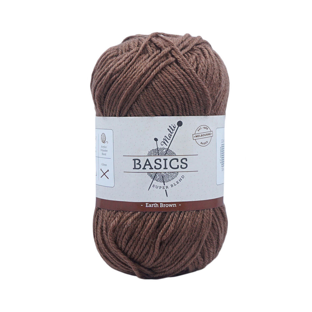 10PK Malli Super Blend Basic Crochet Knitting Yarn 8ply 100g 16x9cm Earth Brown