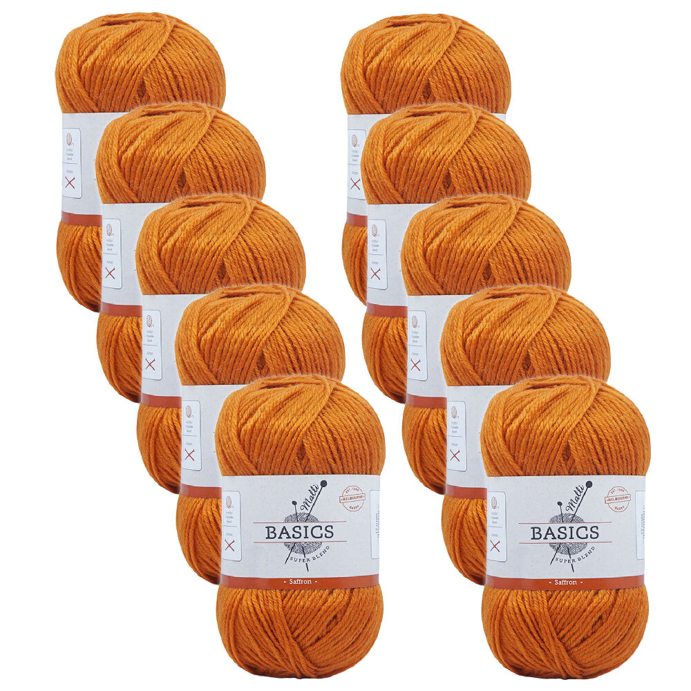 10PK Malli Super Blend Basic Crochet Knitting Yarn 8ply 100g 16x9cm Safron