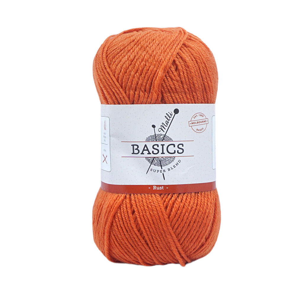 10PK Malli Super Blend Basic Crochet Knitting Yarn 8ply 100g 16x9cm Rust