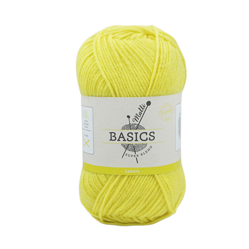 10PK Malli Super Blend Basic Crochet Knitting Yarn 8ply 100g 16x9cm Lemon