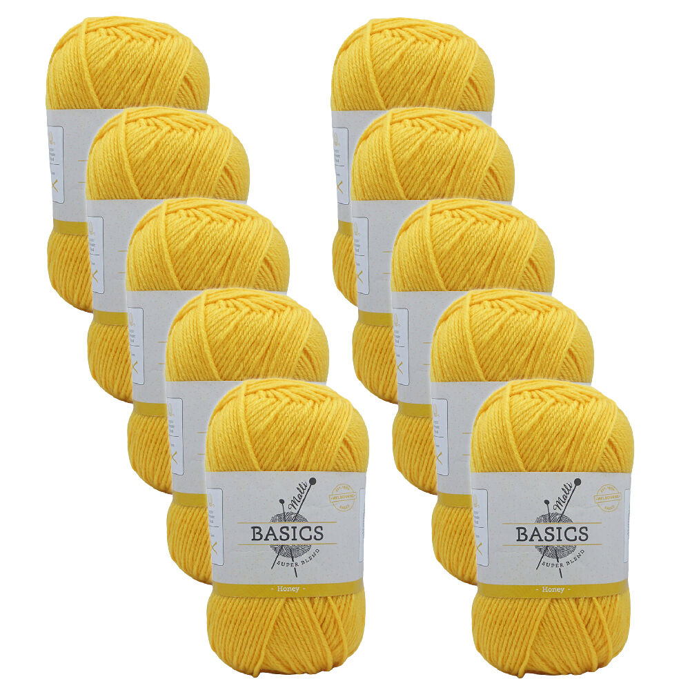 10PK Malli Super Blend Basic Crochet Knitting Yarn 8ply 100g 16x9cm Honey