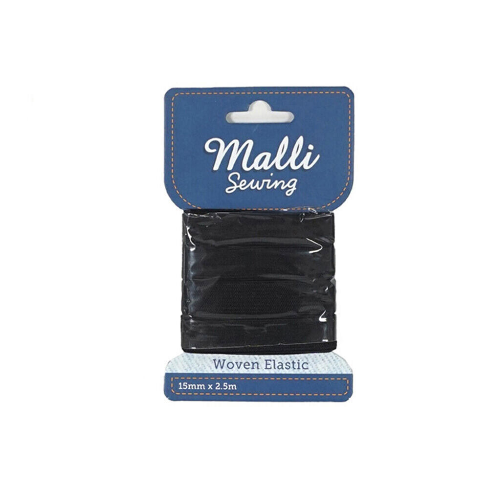 6PK Malli Sewing Soft Elastic Band Cord 15mm x 2.5M - Assorted