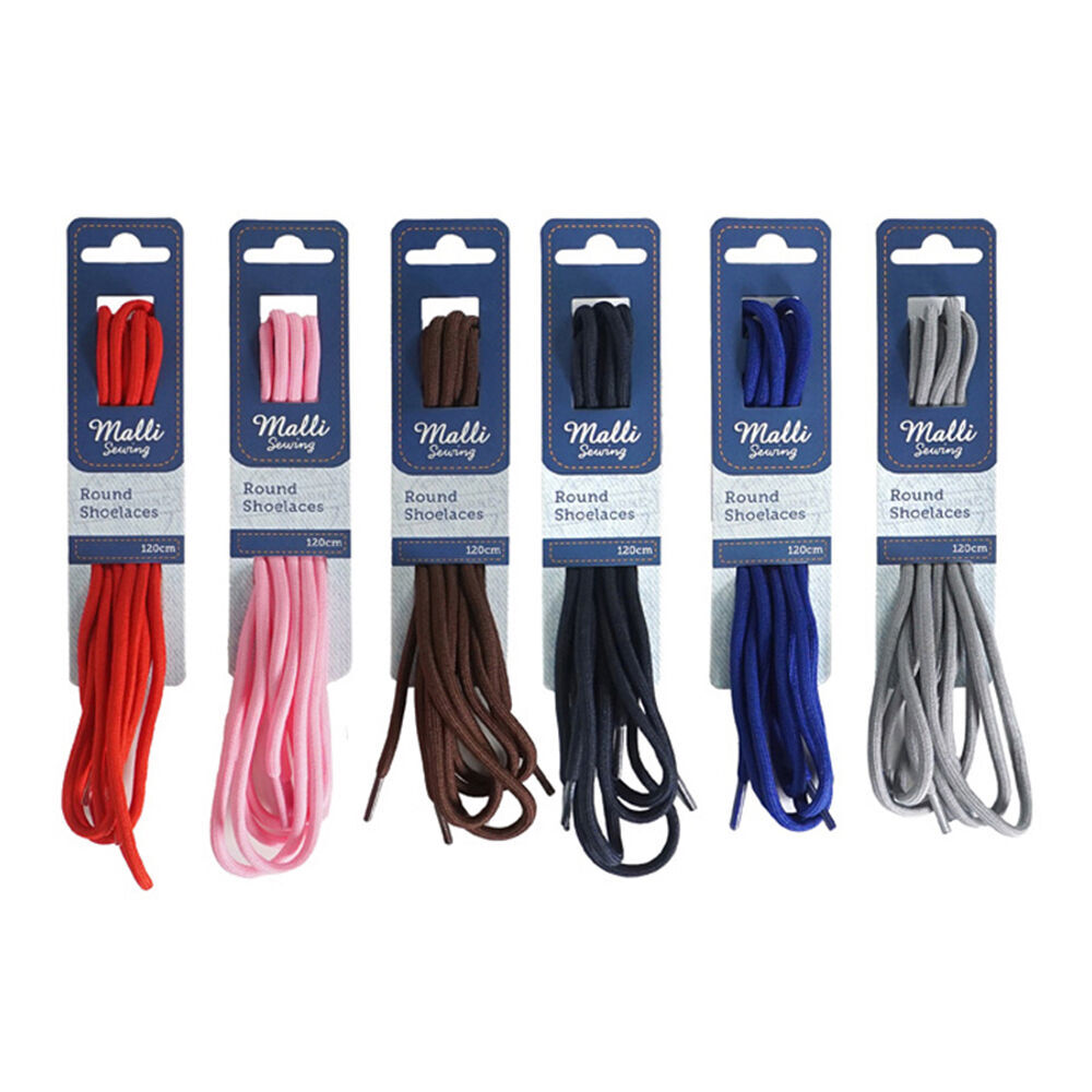 12PK Malli Sewing Round Replacement Shoelaces 120cm - Assorted