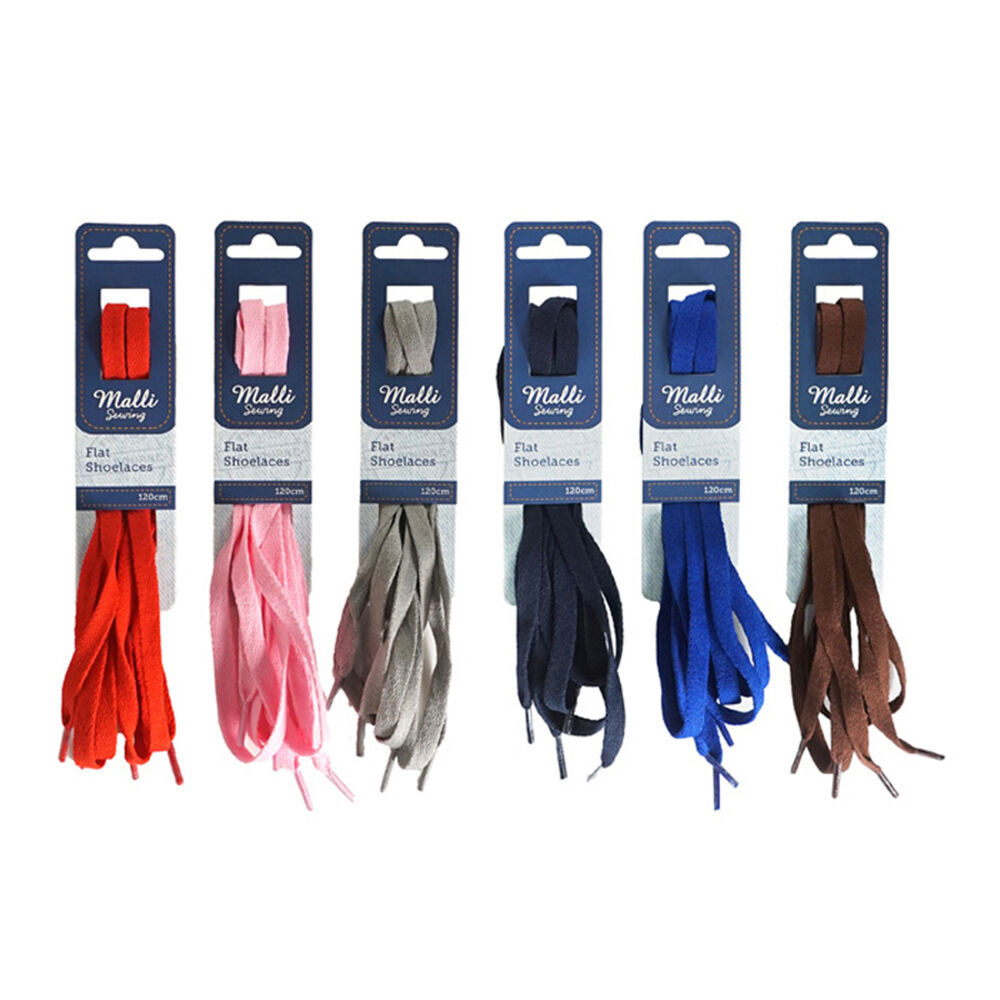 12PK Malli Sewing Flat Replacement Shoelaces 120cm - Assorted