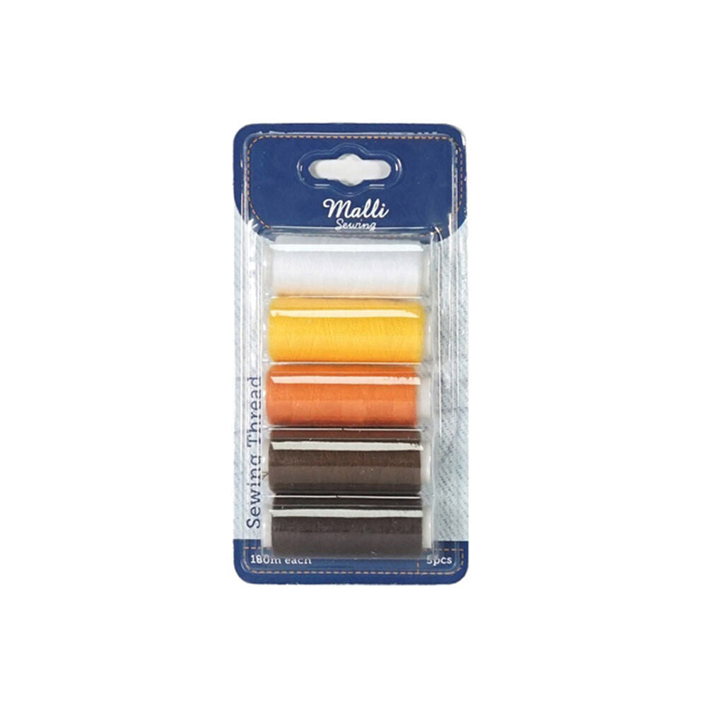 6x 5pc Malli 180M Plastic Spool Sewing DIY Garment Thread Warm Shades