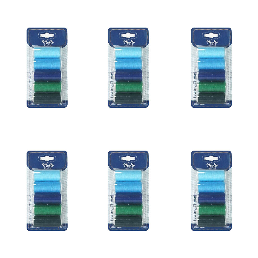 6x 5pc Malli 180M Plastic Spool Sewing DIY Garment Thread Cool Shades