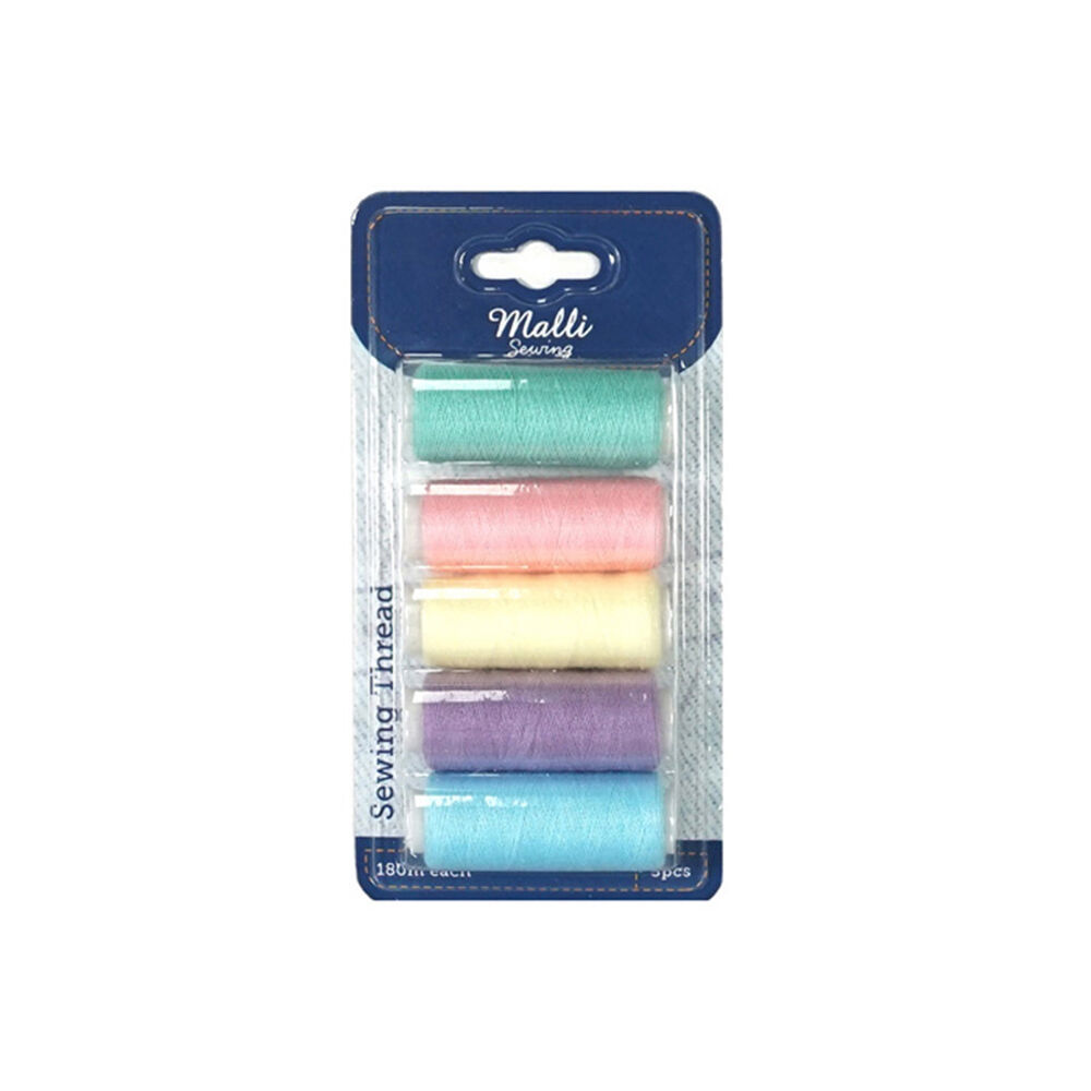 6x 5pc Malli 180M Plastic Spool Sewing Garment Thread Pastel Shades