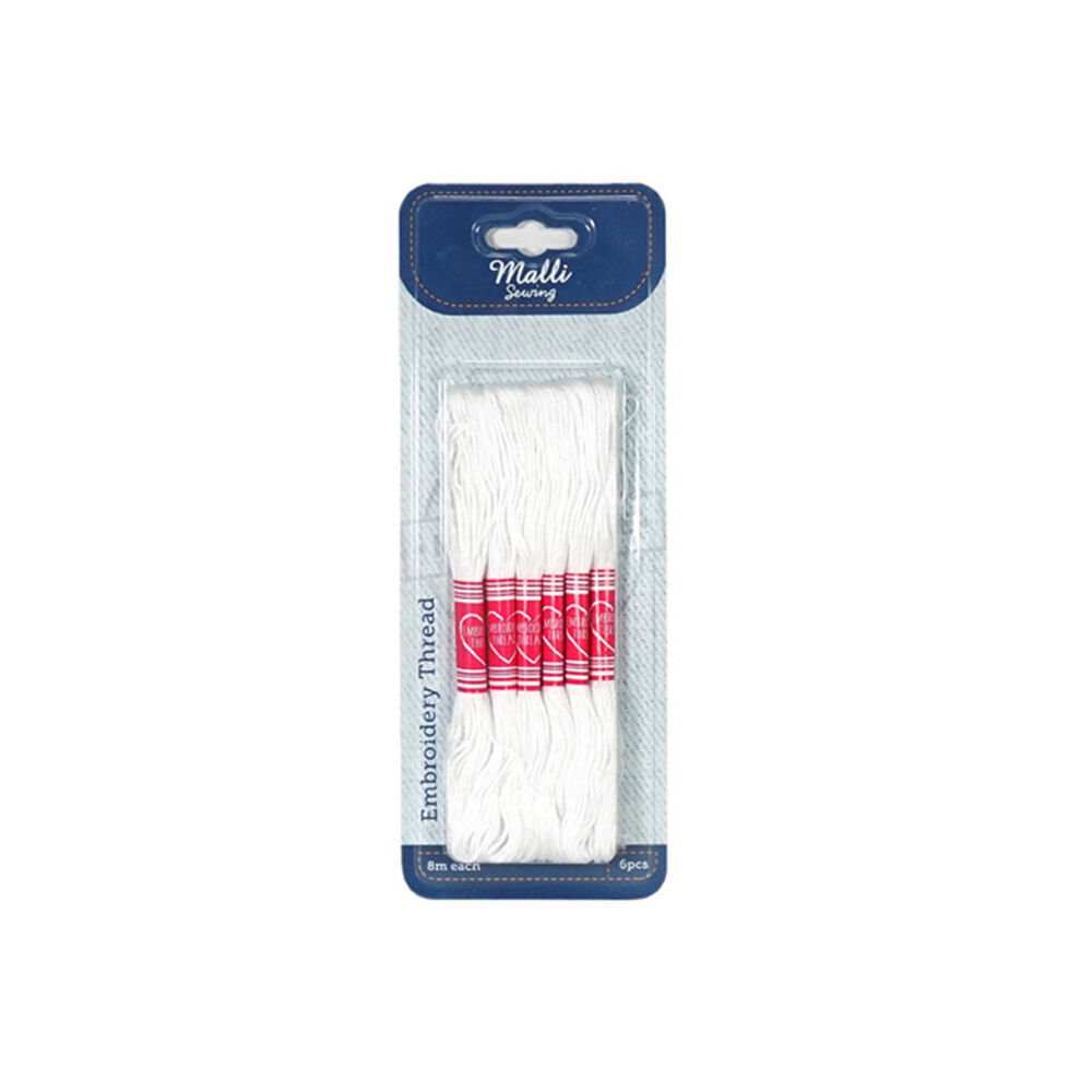 6x 6pc Malli 8M Sewing Embroidery Cross-Stitch Thread White
