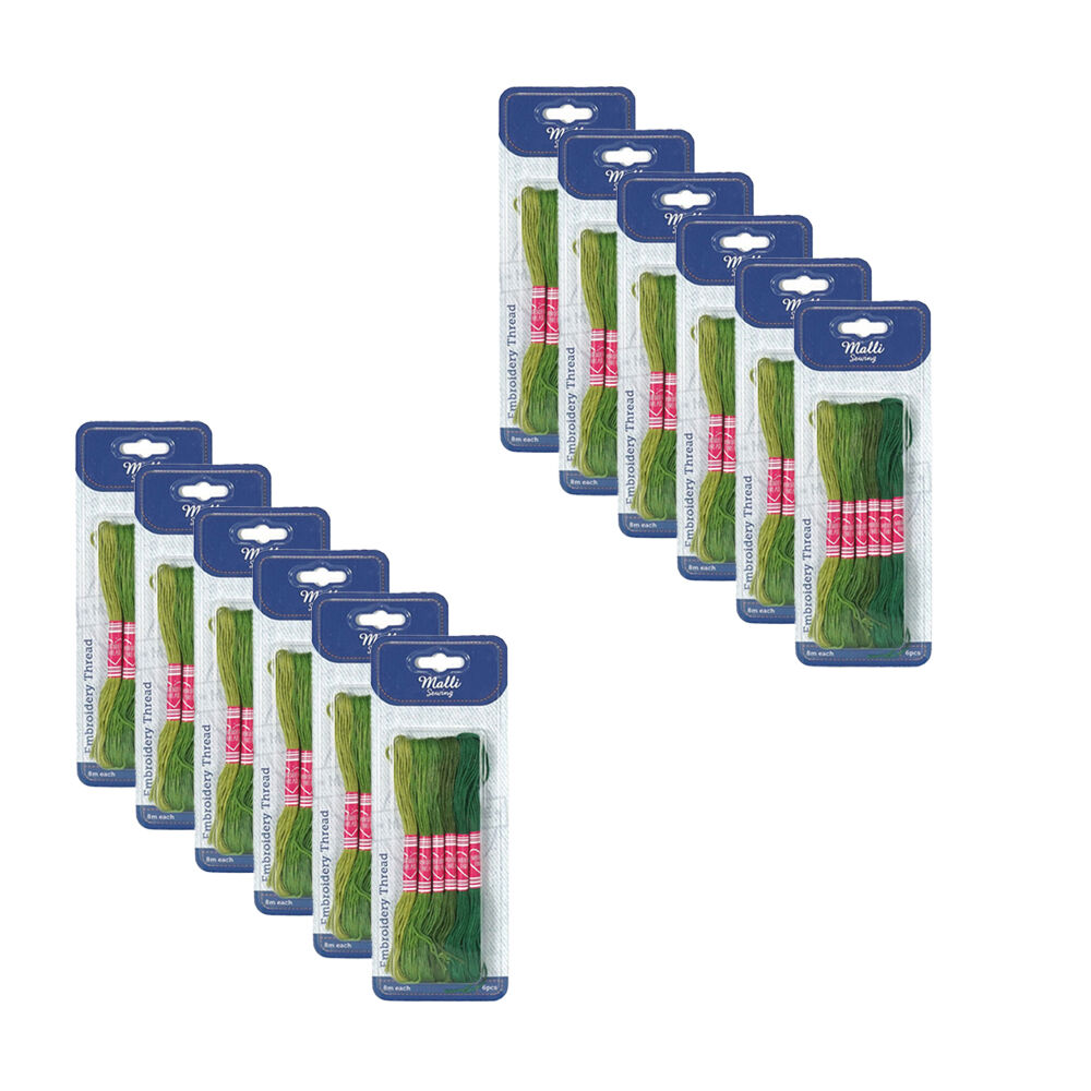 12x 6pc Malli 8M Sewing Embroidery Cross-Stitch Thread Green