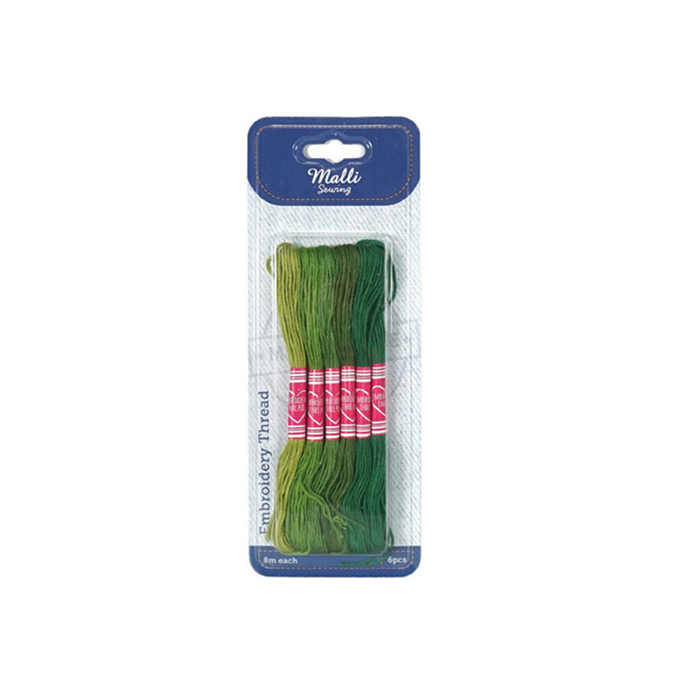 6x 6pc Malli 8M Sewing Embroidery Cross-Stitch Thread Green