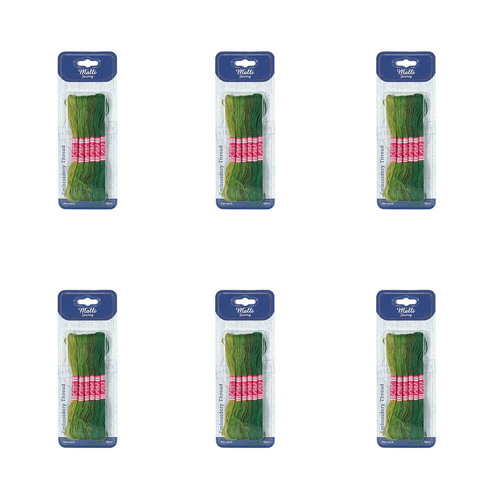 6x 6pc Malli 8M Sewing Embroidery Cross-Stitch Thread Green