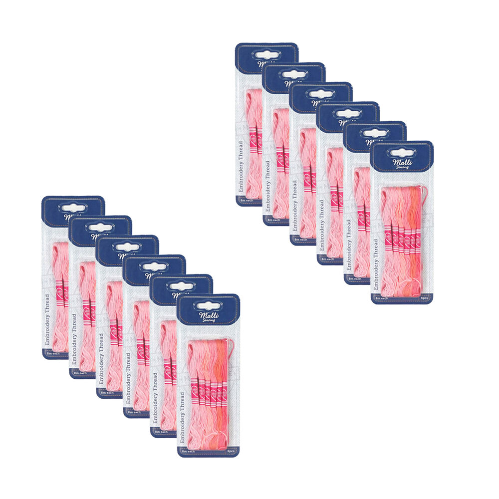 12x 6pc Malli 8M Sewing Embroidery Cross-Stitch Thread Pink