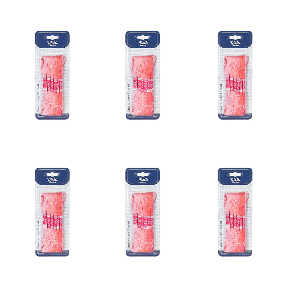 6x 6pc Malli 8M Sewing Embroidery Cross-Stitch Thread Pink