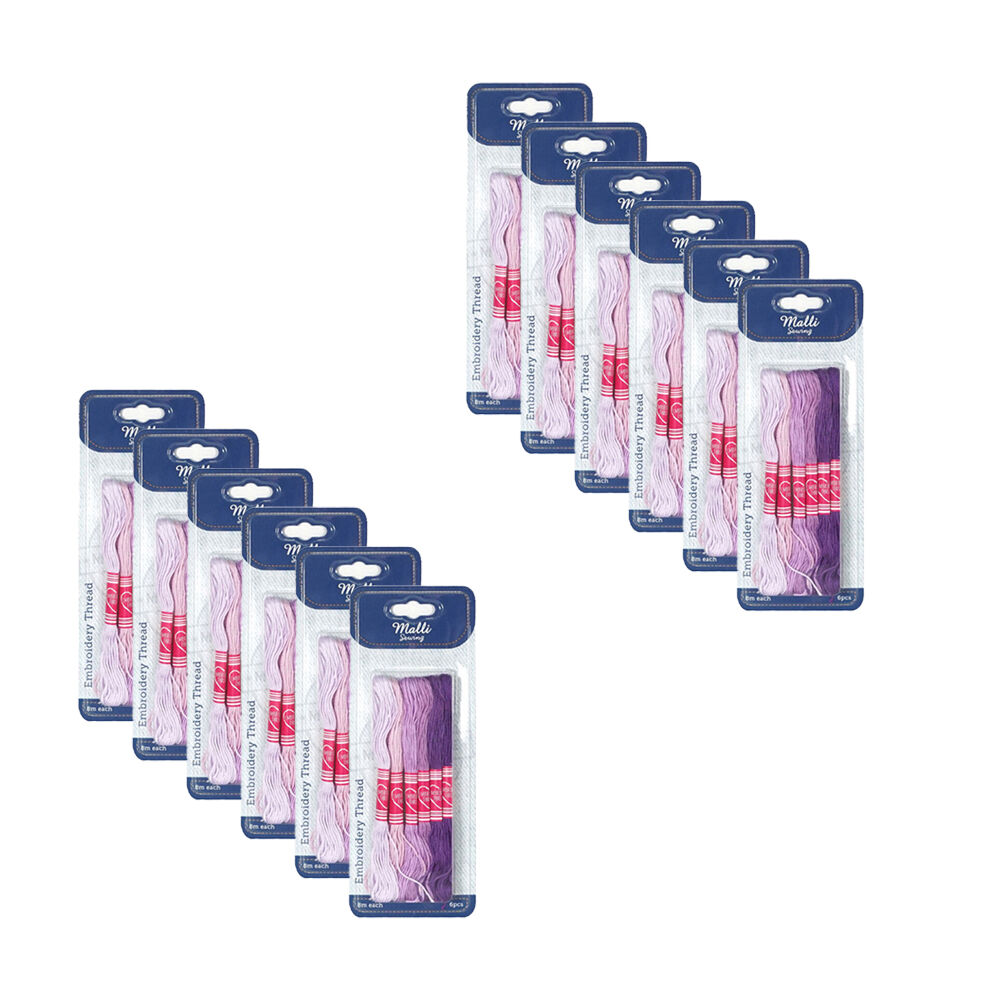 12x 6pc Malli 8M Sewing Embroidery Cross-Stitch Thread Purple