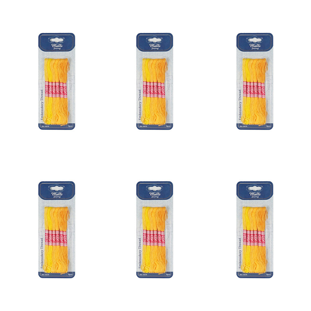 6x 6pc Malli 8M Sewing Embroidery Cross-Stitch Thread Yellow