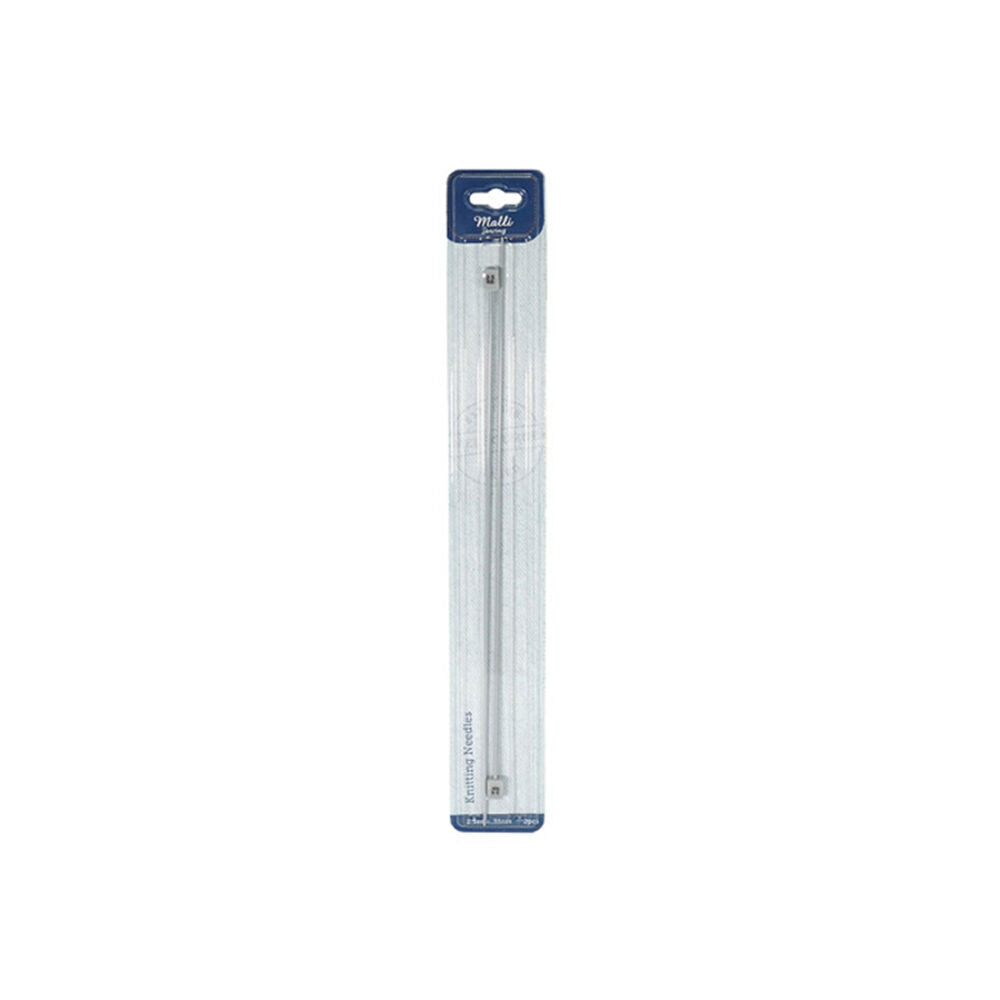 12PK Malli Aluminium/Plastic Knitting Needles 2.5mmx35cm - Grey