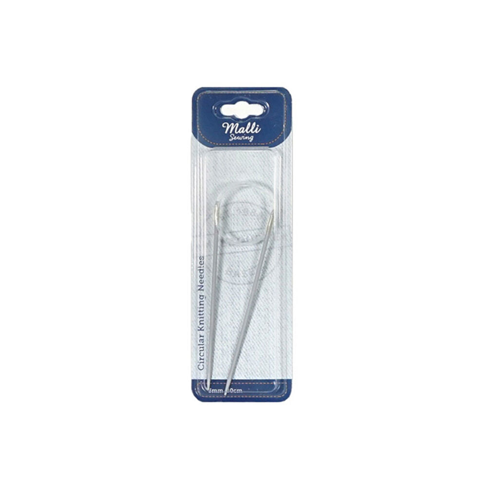 12PK Malli Aluminium/Plastic Circular Knitting Needles 3mm - Grey