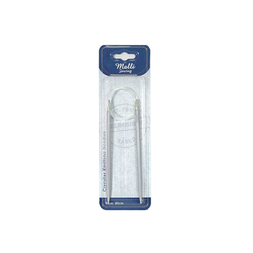 12PK Malli Aluminium/Plastic Circular Knitting Needles 6mm - Grey