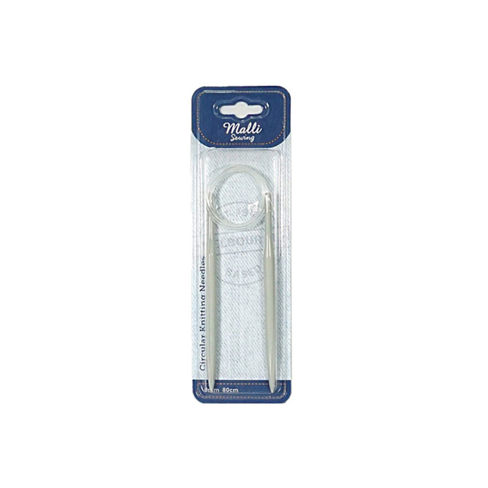 12PK Malli Aluminium/Plastic Circular Knitting Needles 8mm - Grey