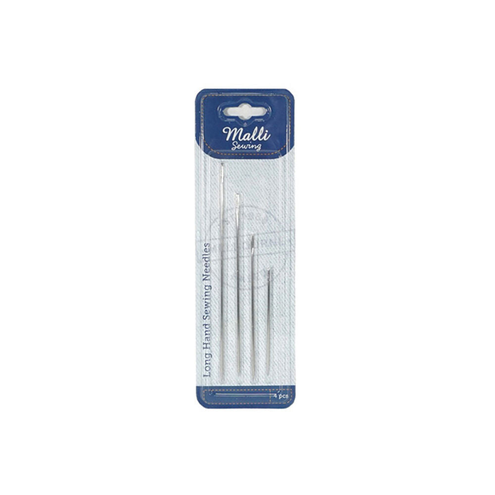 6x 4pc Malli Sewing Steel Long Hand Sewing Needles 75mm Silver - Assorted
