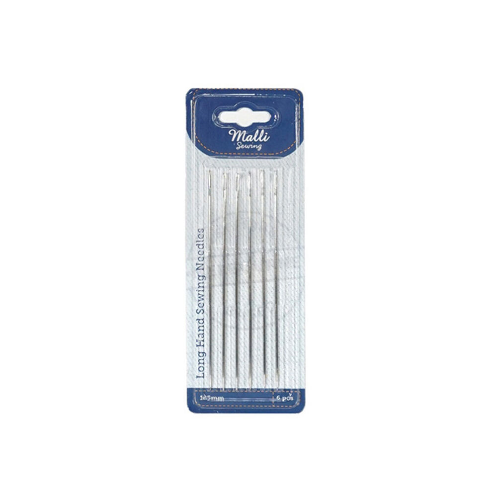 6x 6pc Malli Sewing Steel Long Hand Sewing Needles 125mm - Silver
