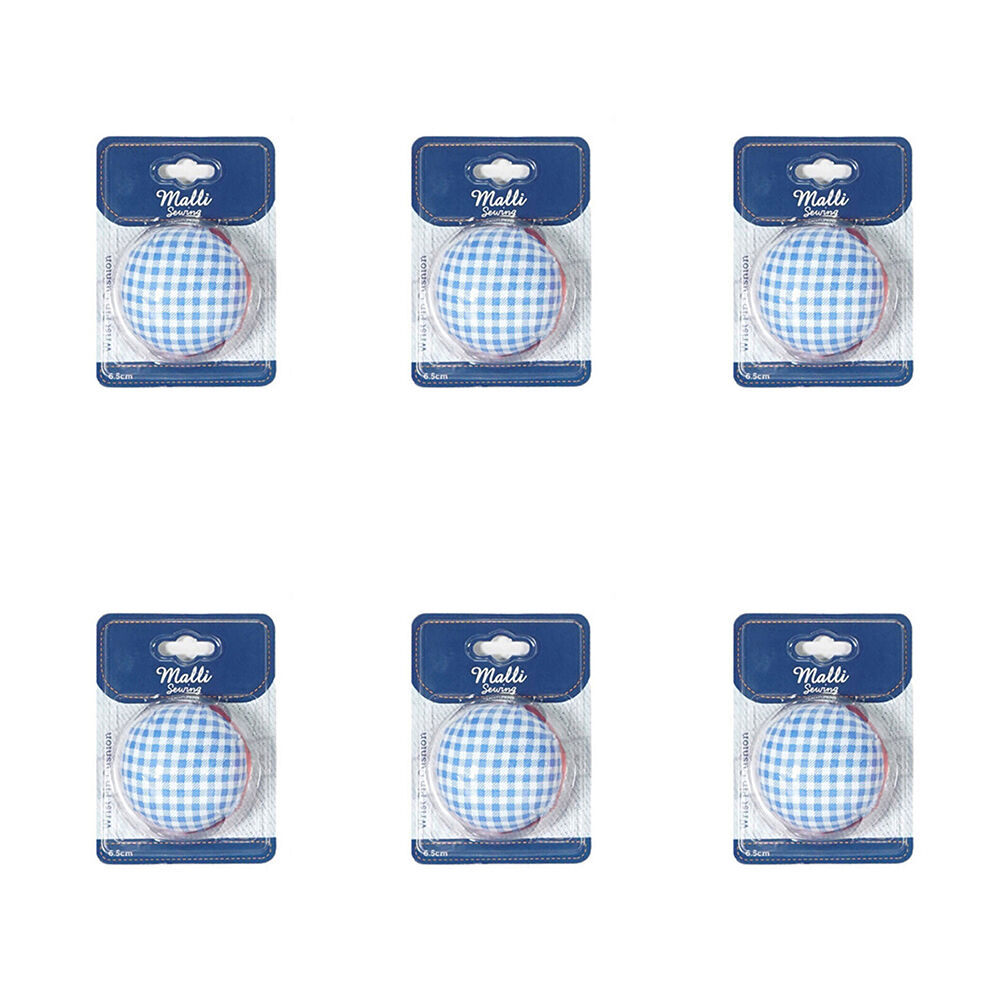 6PK Malli Sewing Wrist Sewing Pin Cushion Holder 6.5cm - Assorted