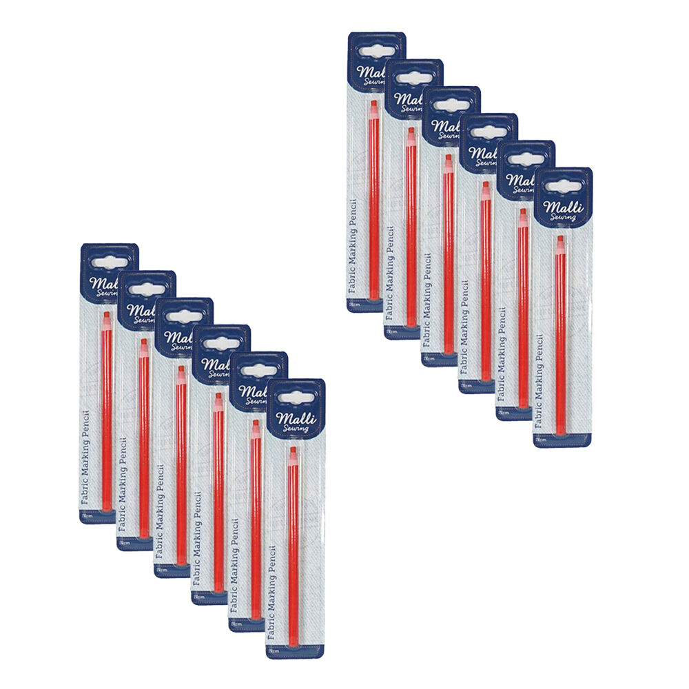 12PK Malli Sewing Fabric Marking Pencil Fabric Marking Tool 17cm - Assorted