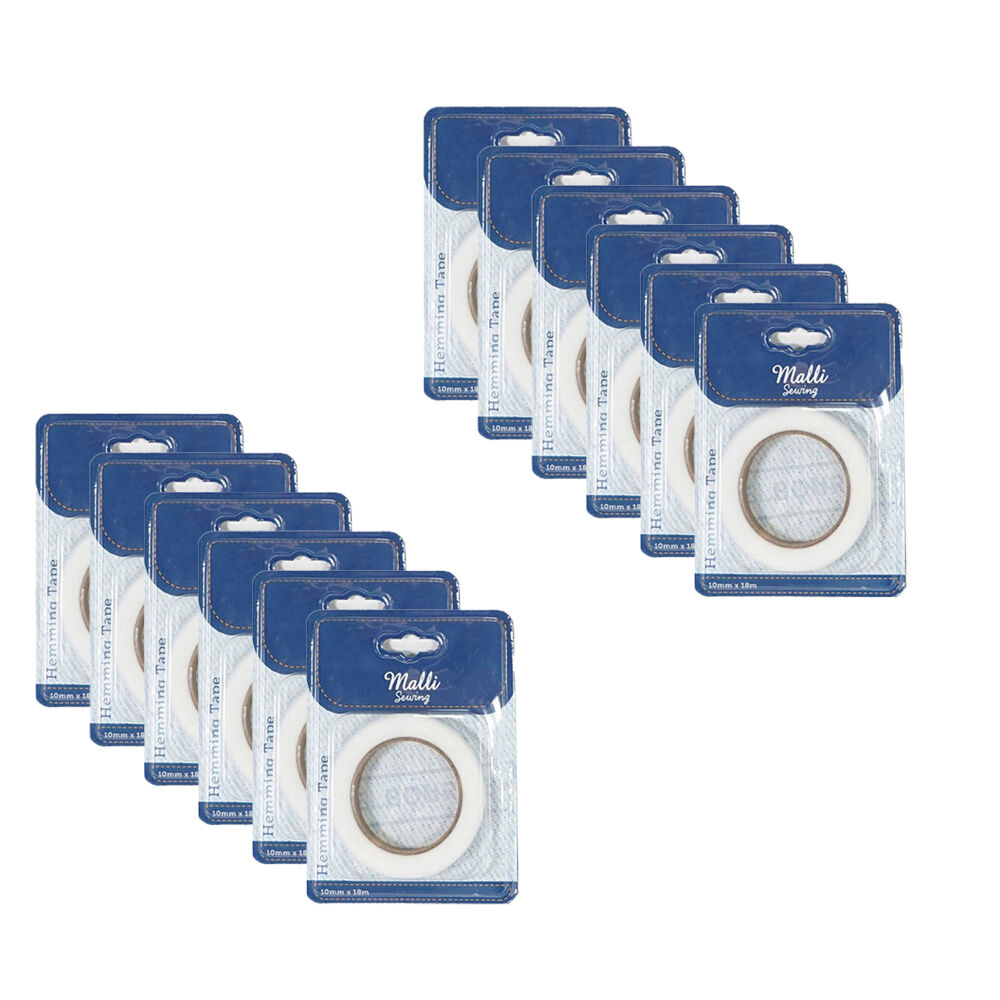 12PK Malli Hemming DIY Fastening Tape 10mm x 18M - Assorted