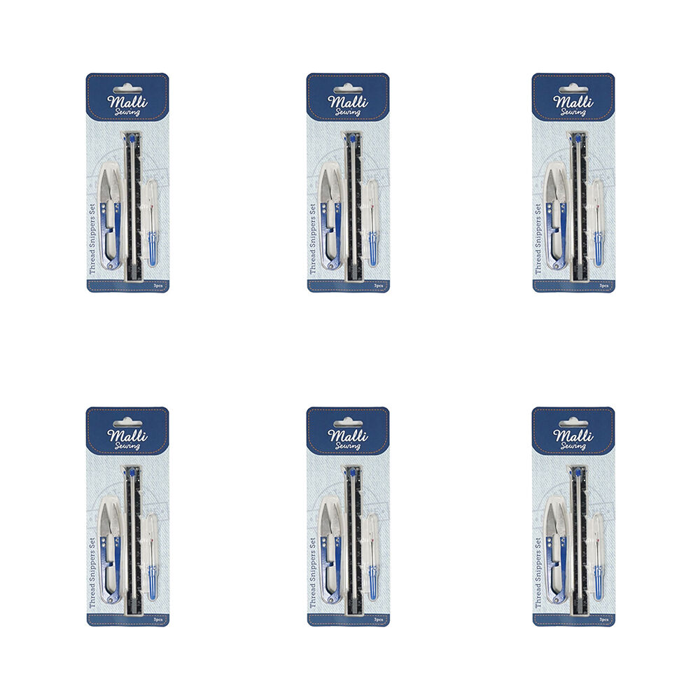6x 3pc Malli Sewing Metal/Plastic Sewing Thread Cutter Snippers/Scisssors