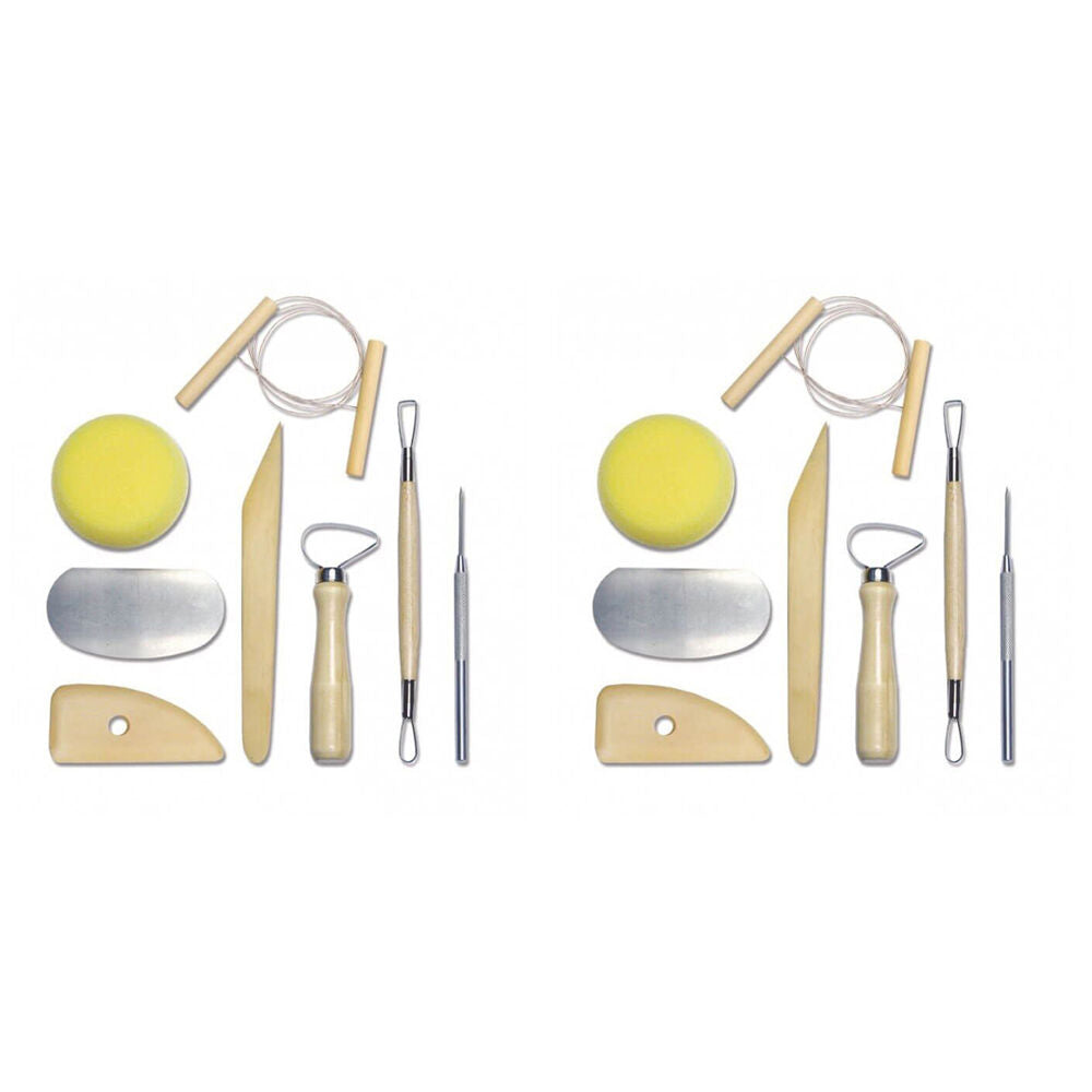 2x 8pc Sinoart Essential Artists Pottery and Ceramics Tools Kit Starter Set