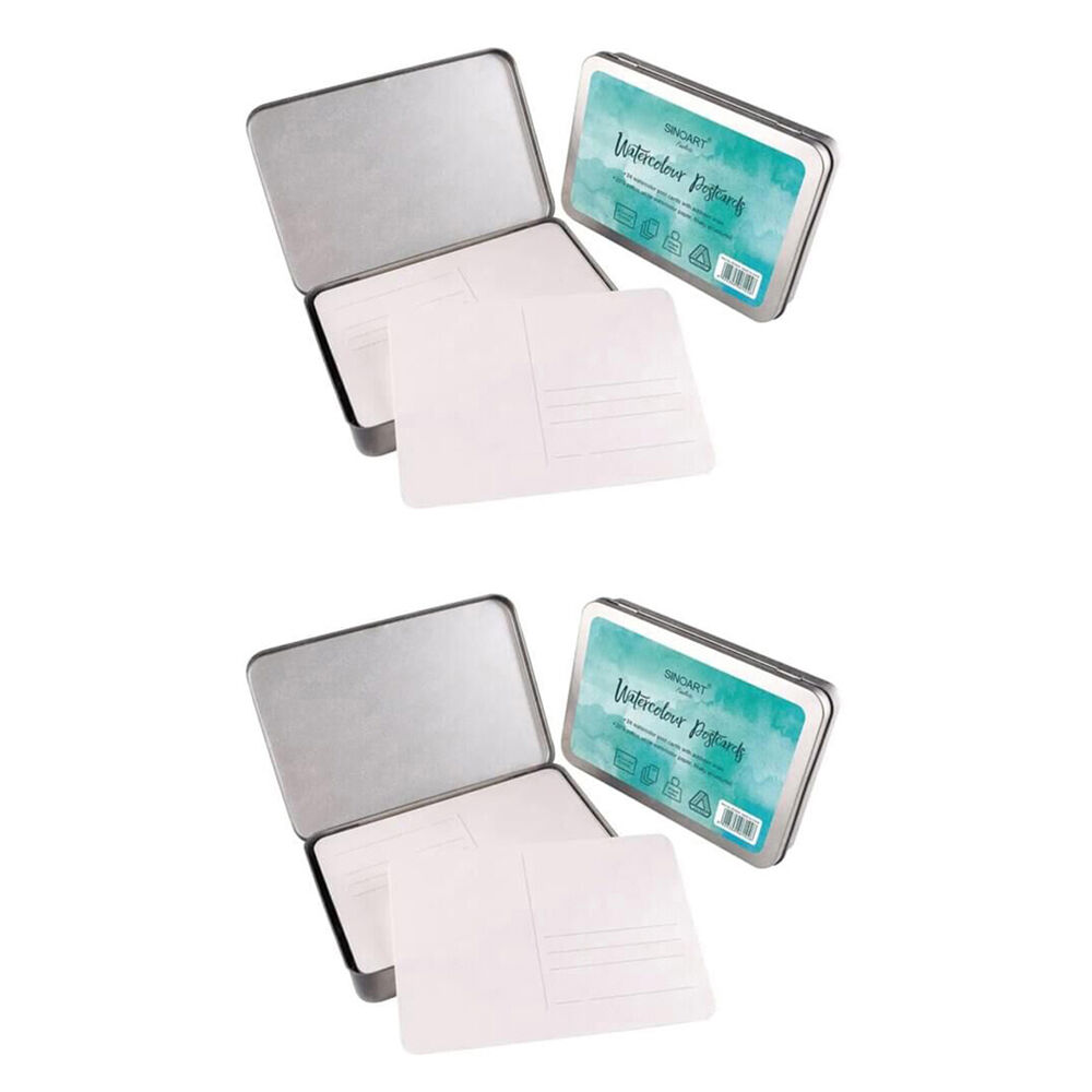 2x 24pc Sinoart Watercolour Postcard w/ Reusable Storage Tin 105x148mm 300gsm