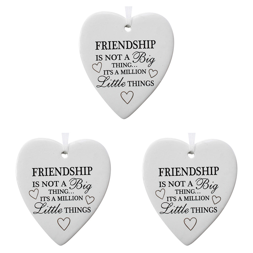 3PK LVD Ceramic Hanging 8x9cm Heart Friendship w/ Hanger Ornament Decor