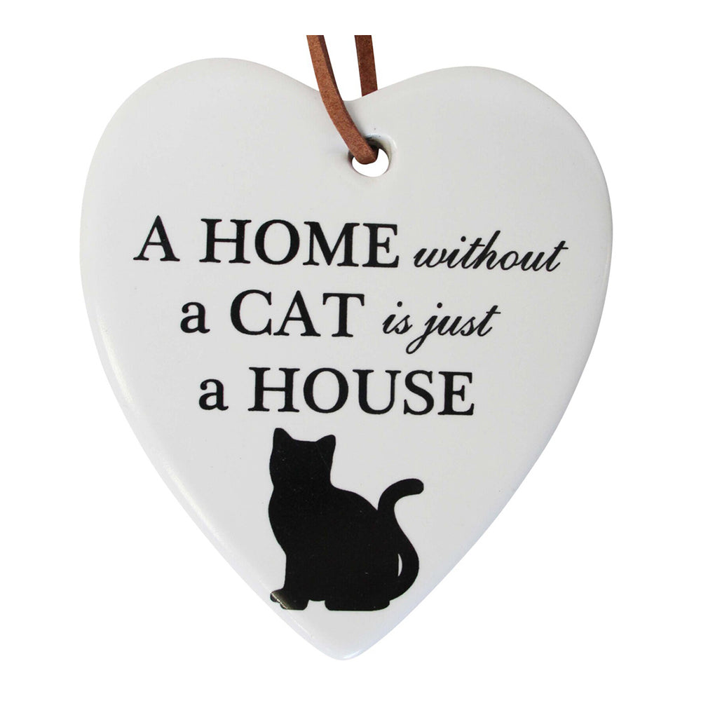 3PK LVD Ceramic Hanging 8x9cm Heart Cat Home Ornament Home Decor