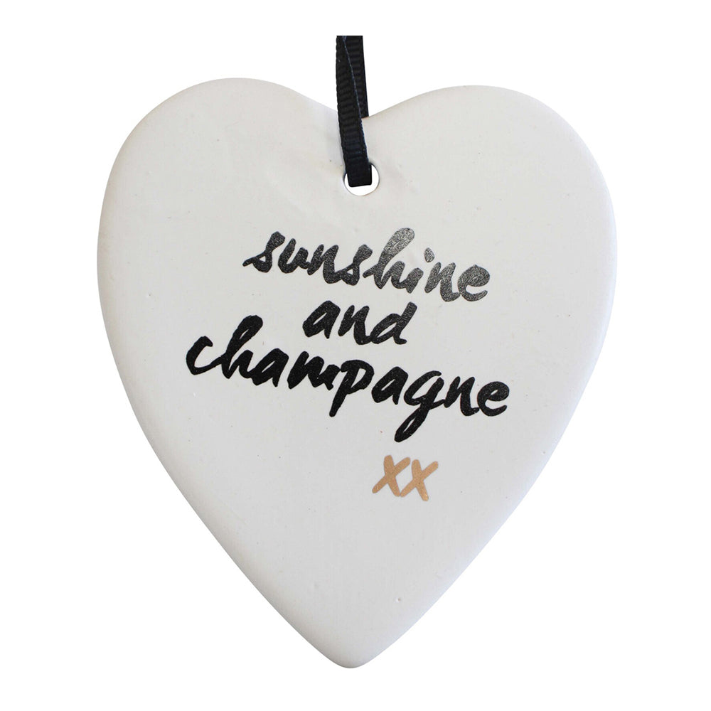 3PK LVD Ceramic Hanging 8x9cm Heart Sunshine w/ Hanger Ornament Decor