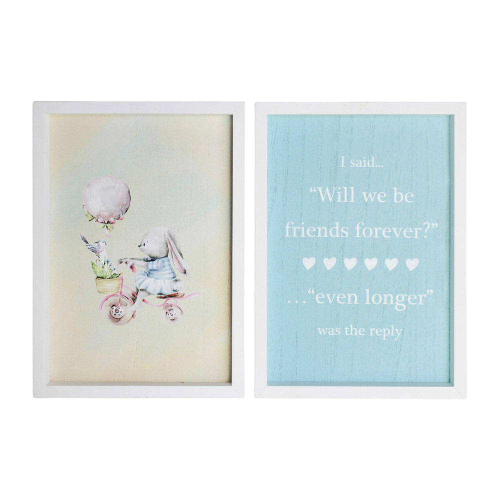 2pc LVD MDF 28cm Friends Forever Sign Kids Bedroom Decor Set - Beige/Blue