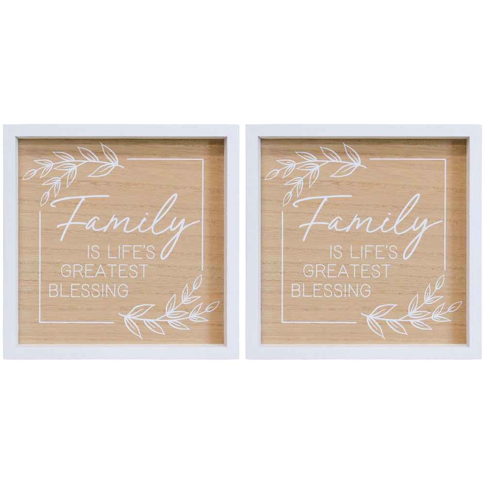 2PK LVD 24cm MDF Family Blessing Sign Wall/Door Hanging Shelf Display