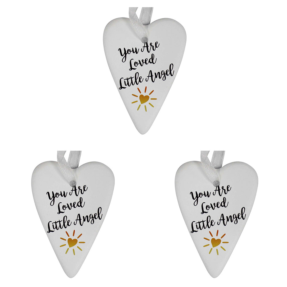 3PK LVD Ceramic Hanging 8x9cm Gift Heart Loved Angel Ornament Home Decor
