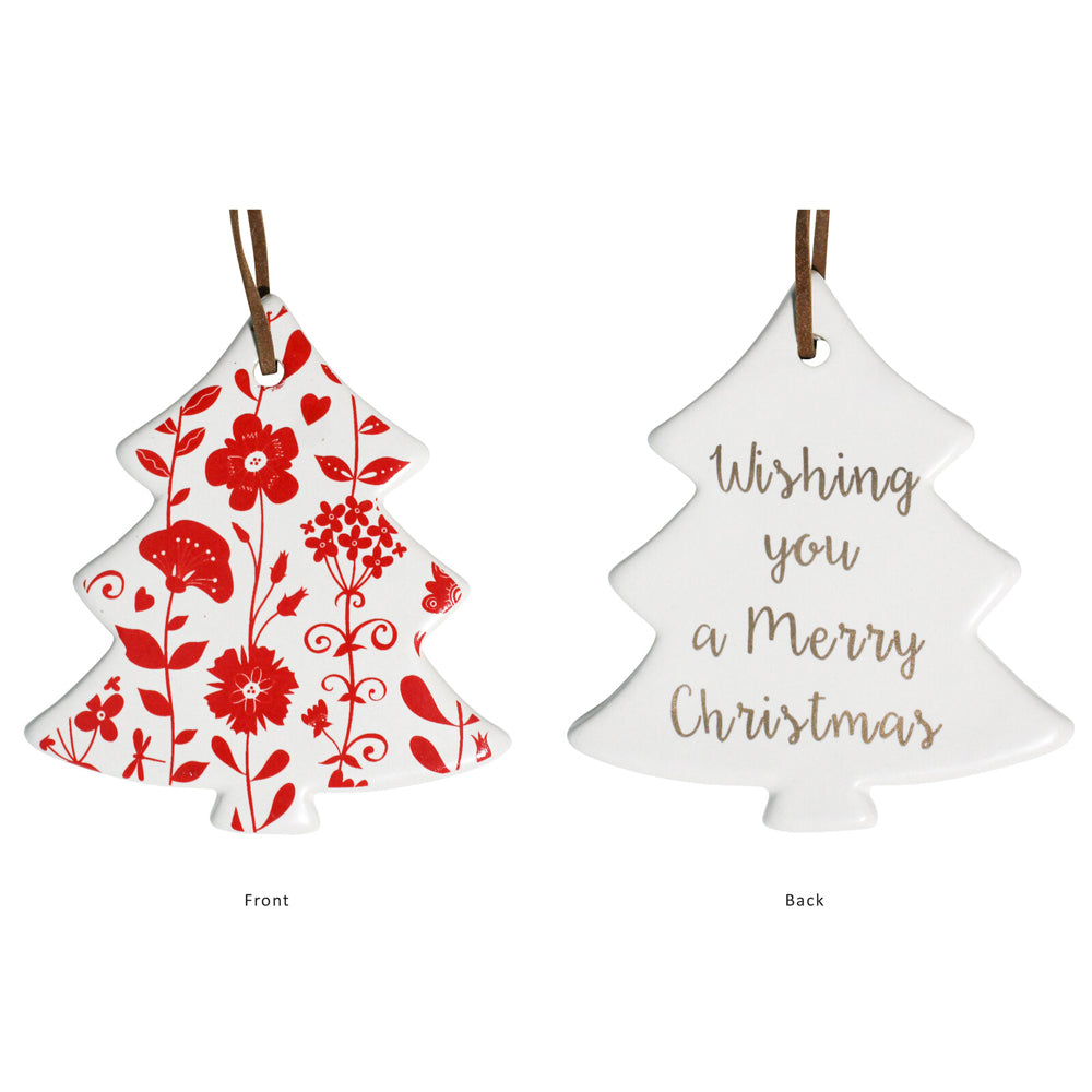 12PK LVD 8x9cm Tree Folk Home Hanging Christmas Decor - Red