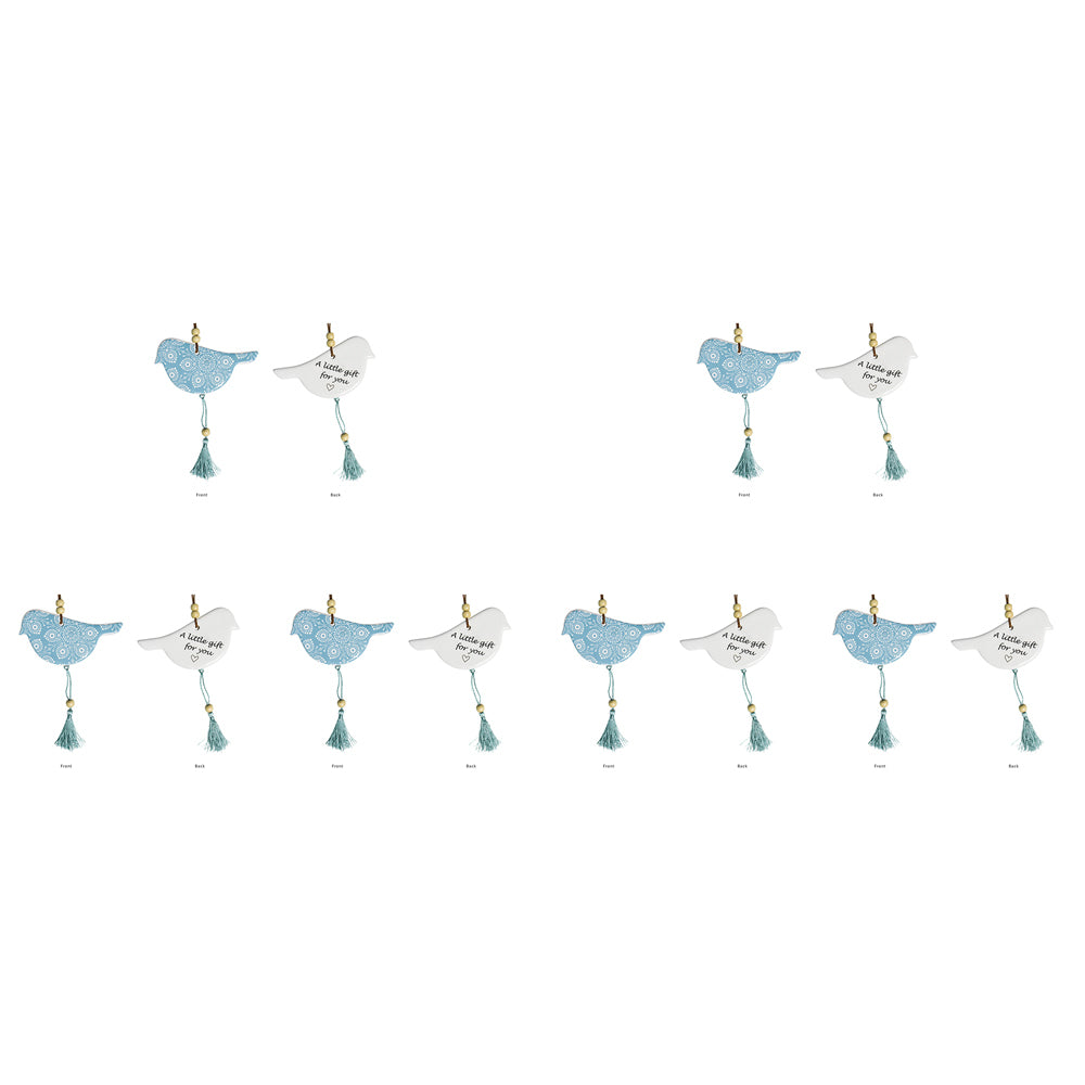 6PK LVD 12x8cm Bird Indigenous Home/Office Hanging Decor - Aqua