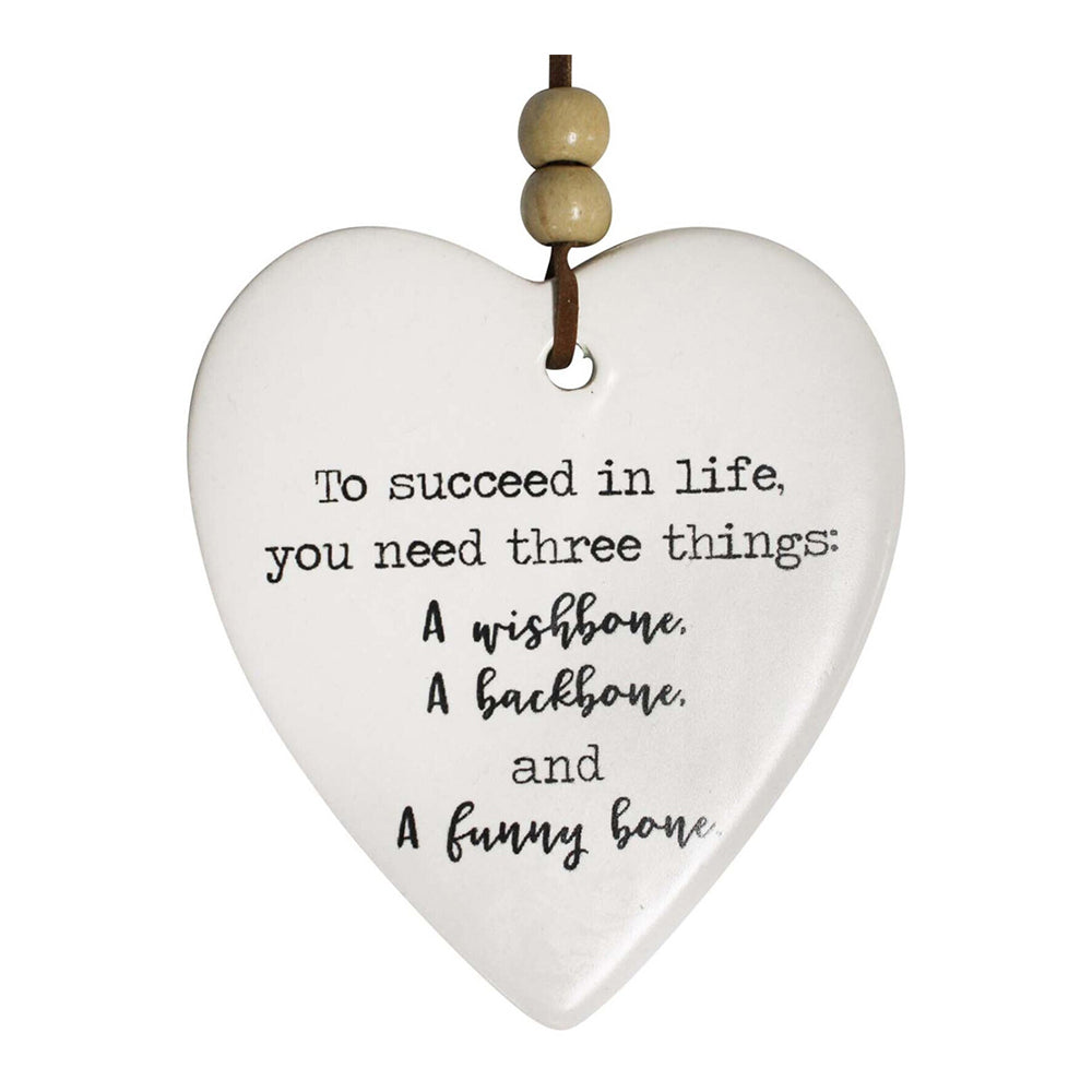 3PK LVD Ceramic Hanging 8x9cm Heart Funny Bone w/ Hanger Ornament Decor