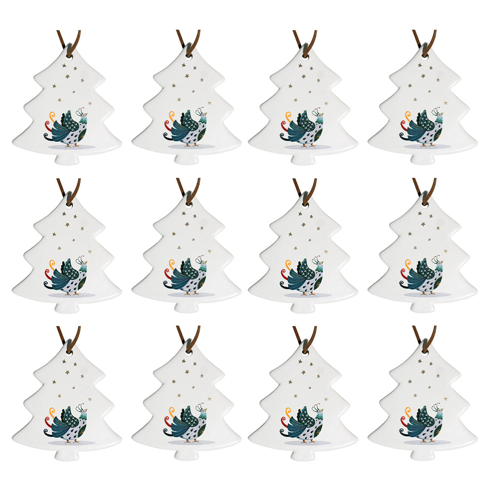 12PK LVD Hang Tree Christmas Dove Decorative Sculpture Home/Lounge Decor