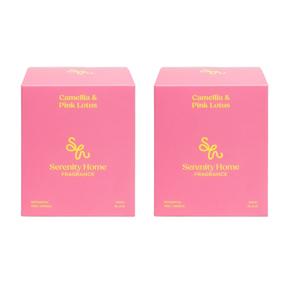 2PK Serenity Camilla and Pink Lotus Scent Home Fragrance Candle Jar 300g