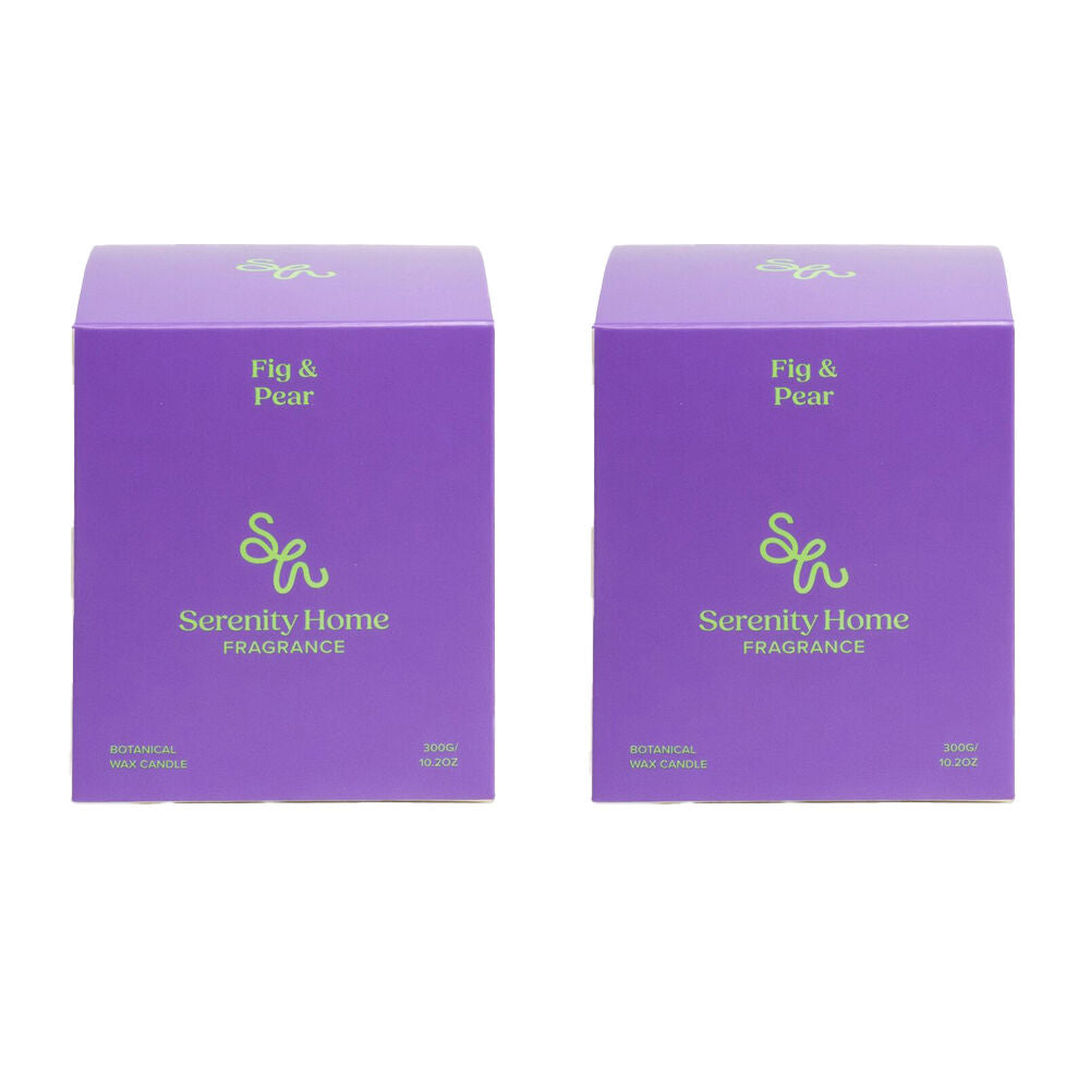 2PK Serenity Ripe Fig and Juicy Pear Scent Home Fragrance Candle Jar 300g