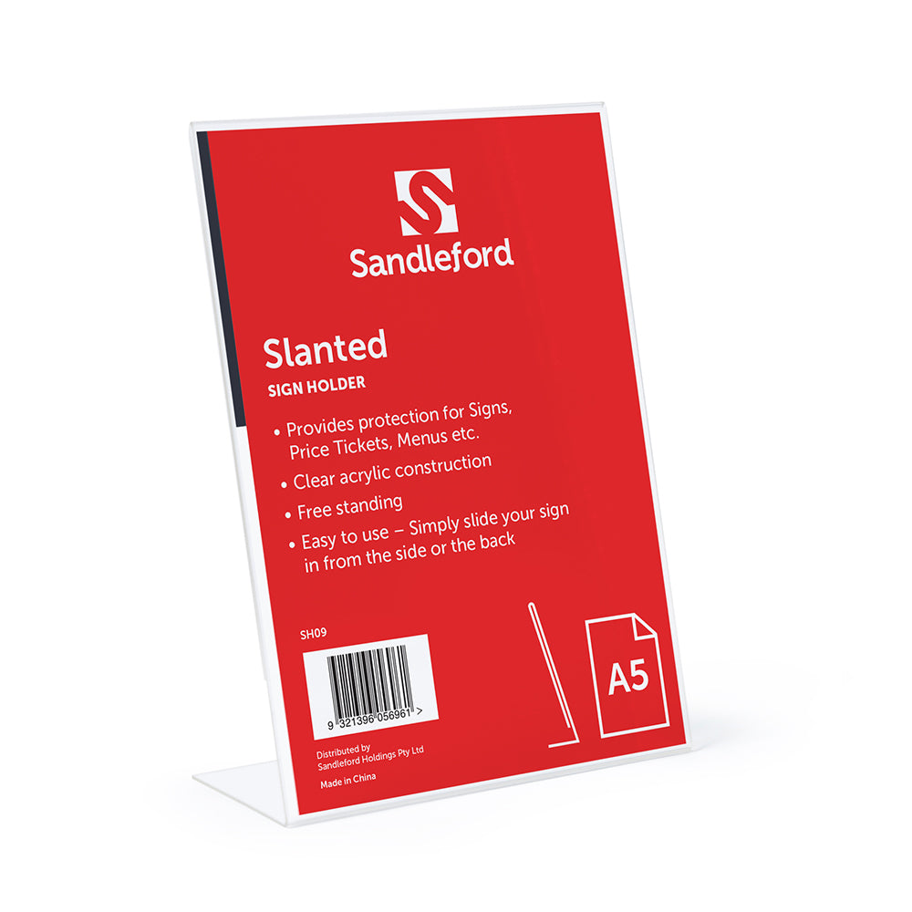 2PK Sandleford Slanted A5 Sign Holder Portrait W210 x D45 x H148mm