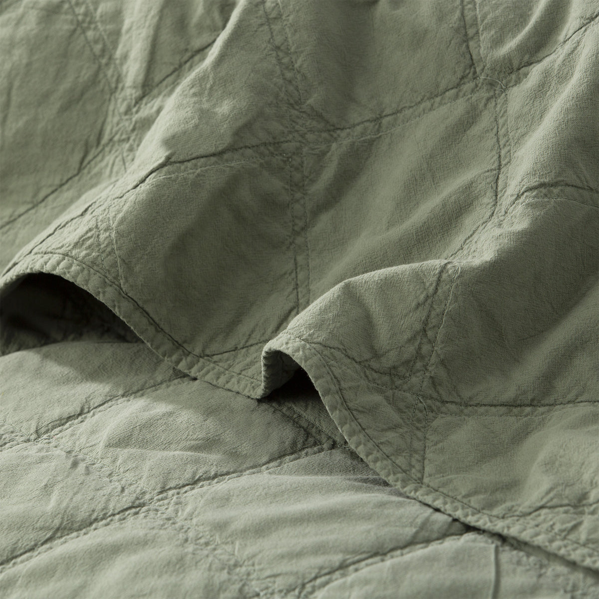 Renee Taylor Attwood VT Stone Washed Cotton Quilted Coverlet Set Queen/King Fern