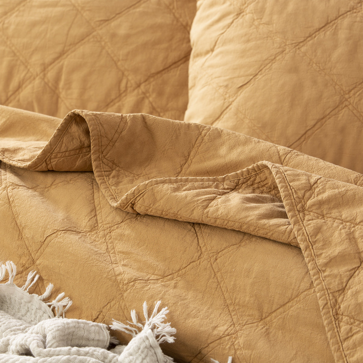 Renee Taylor Attwood VT Stone Washed Cotton Quilted Coverlet Set Queen/King Wood