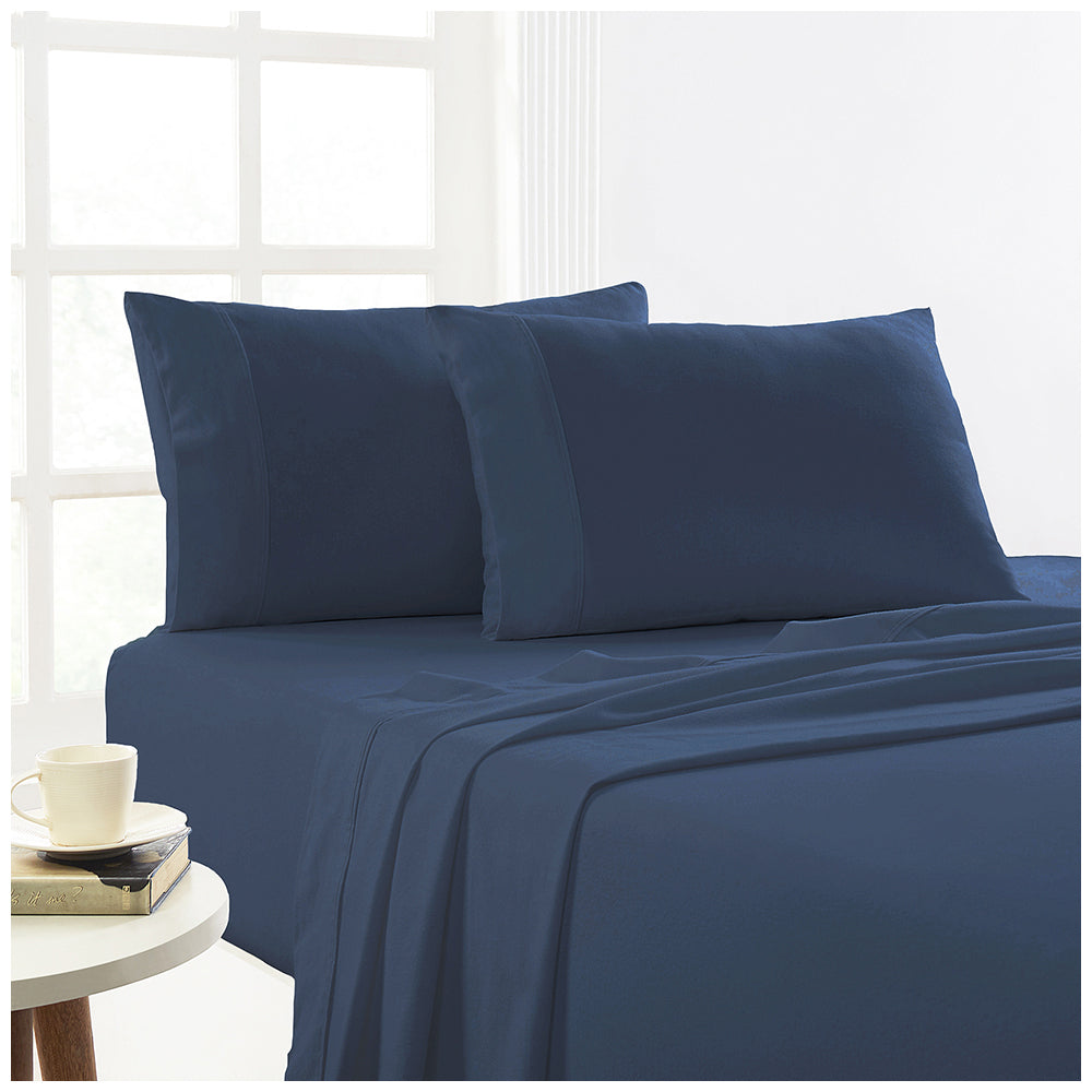 Park Avenue Mega Queen Flannelette Fitted Sheet Set 175GSM Egypt Cotton Ink